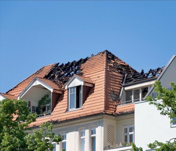 Roof of a house burned