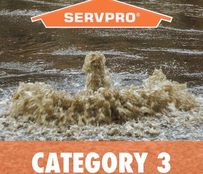 Drainage fountain of sewage. SERVPRO logo